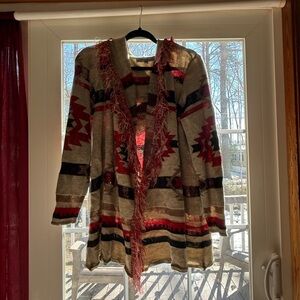 Absolutely Famous Red and Black Patterned Cardigan